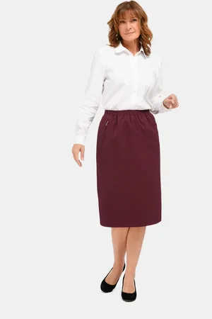 GOLDNER Kreukvrije rok met elastische tailleband - bordeaux - Gr. 19 van