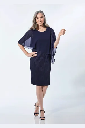 GOLDNER Feestelijke jurk met fijne chiffon - marine - Gr. 19 van