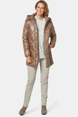 GOLDNER Lang gewatteerd jack met mooie voering - camel - Gr. 20 van