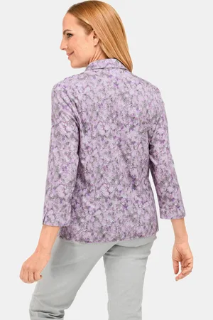 GOLDNER Blouse - sering / grijs / gebloemd - Gr. 48 van