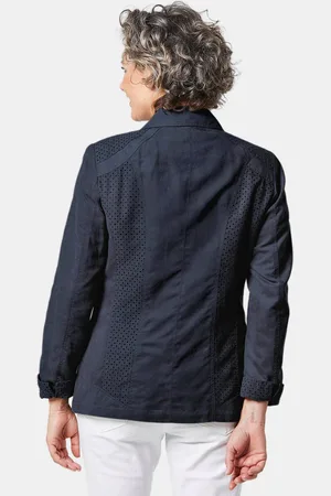 GOLDNER Imitatiesuède blazer met perforatie - marine - Gr. 19 van