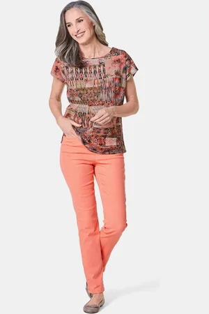 GOLDNER Blouse - terracotta / gedess. - Gr. 19 van