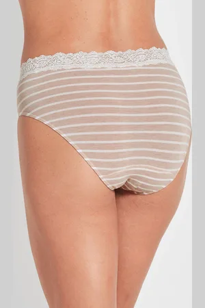 GOLDNER Viscose tailleslip met kant - beige / gebroken wit / gestreept - Gr. 36 van