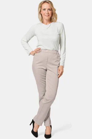 GOLDNER Lichte katoenen broek met elastische band - beige - Gr. 195 van