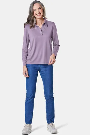 GOLDNER Poloshirt met lange mouwen en sierband bij de knoopsluiting - sering - Gr. 22 van