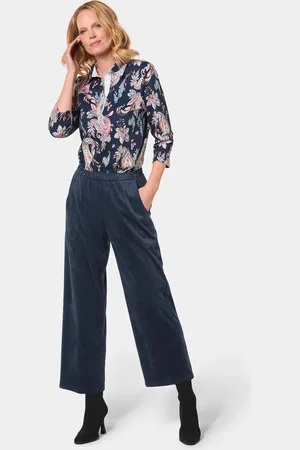GOLDNER Trendy culotte in suèdelook - donkerblauw - Gr. 19 van