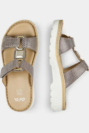 GOLDNER Sandalen met verstelbare klittenband - taupe / gedess. - Gr. 36 van