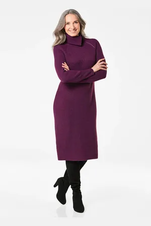 GOLDNER Tricot jurk met aantrekkelijke asymmetrische kraag - bessen - Gr. 19 van