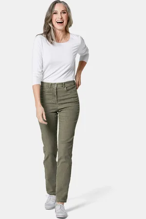 GOLDNER Comfortabele highstretch-jeans - kaki - Gr. 195 van