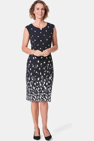 GOLDNER Elegante jurk met modieuze print - / gebroken wit / gebloemd - Gr. 24 van