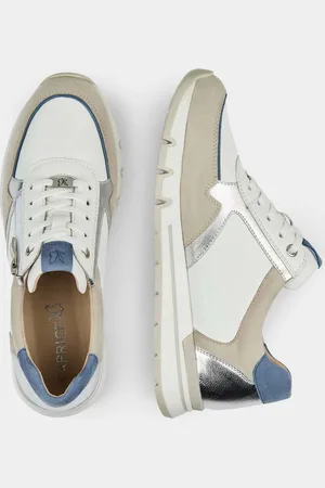 GOLDNER Sneakers met comfortabele ritssluiting - beige / wit / blauw - Gr. 36 van