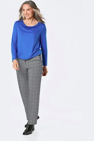 GOLDNER Broek met elastische band en biesjes - / wit / gedess. - Gr. 215 van