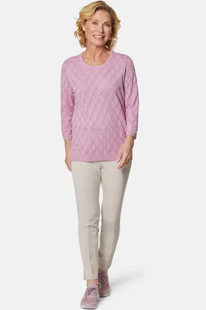 GOLDNER Verzorgde ajour pullover met vrouwelijke accenten - rosé - Gr. 25 van