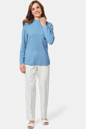 GOLDNER Heerlijk zachte kasjmier pullover met kraag - lichtblauw - Gr. 22 van