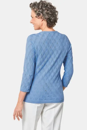 GOLDNER Verzorgde ajour pullover met vrouwelijke accenten - - Gr. 40 van