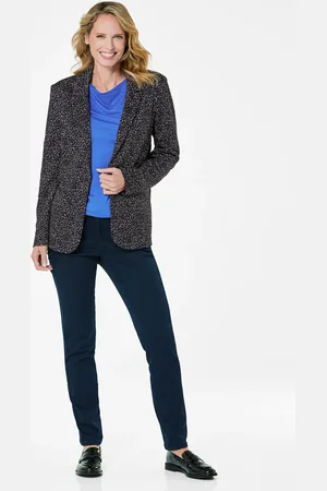 GOLDNER Blazer met veelkleurige all-over print - marine / gedess. - Gr. 38 van