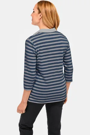 GOLDNER Hoogwaardig shirt met lange mouwen en polokraag - / donkerblauw / gestreept - Gr. 19 van