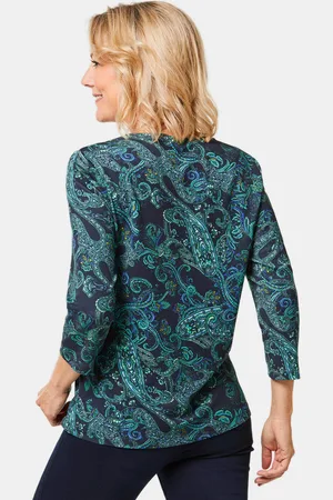 GOLDNER Gedessineerd shirt in krachtige kleuren - marine / petrol / gedess. - Gr. 38 van