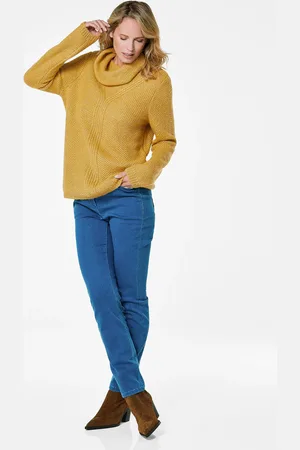 GOLDNER Tricot pullover met interessante structuur en glittergaren - honing - Gr. 23 van