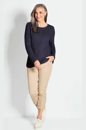 GOLDNER Flatteuze pullover van puur katoen - marine - Gr. 20 van