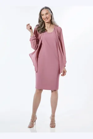 GOLDNER Jurk met fijn chiffon jasje - oudrosé - Gr. 50 van