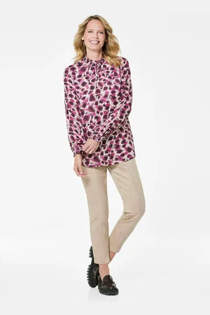GOLDNER Gedessineerde blouse met smokdetails - bessen / gedess. - Gr. 24 van
