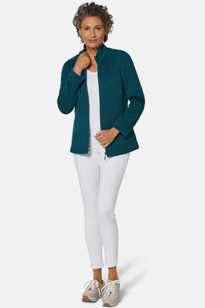 GOLDNER Heerlijk zacht tricot fleece jasje - petrol / gemêl. - Gr. 19 van