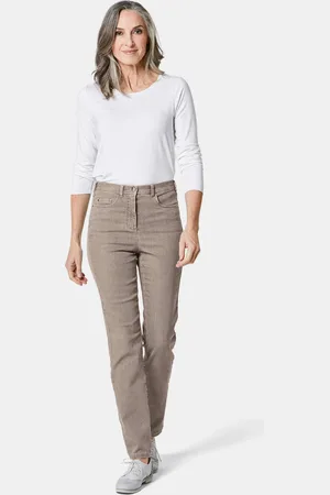 GOLDNER Comfortabele highstretch-jeans - taupe - Gr. 235 van