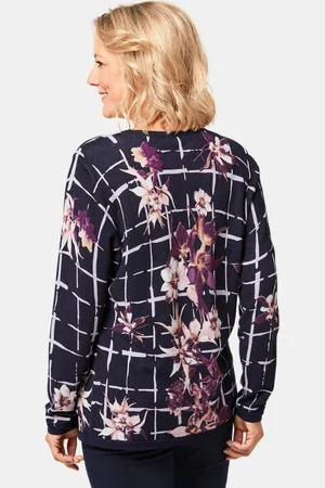 GOLDNER Gedessineerde pullover - marine / sering / gedess. - Gr. 19 van