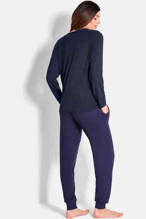 GOLDNER Tweedelige set jersey loungewear - marine - Gr. 38 van
