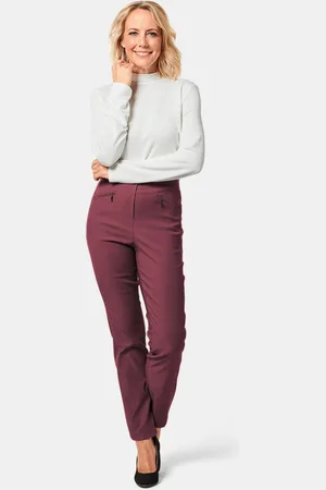 GOLDNER Warme broek LOUISA, kreukarm, band deels elastisch - bordeaux - Gr. 235 van