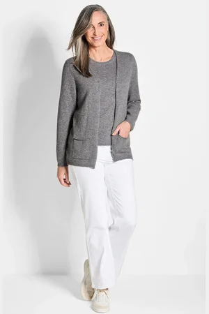 GOLDNER Lang tricot jasje van kasjmier - / gemêleerd - Gr. 19 van