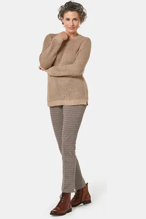 GOLDNER Tricot pullover met interessante structuur en glittergaren - beige / steengrijs - Gr. 24 van