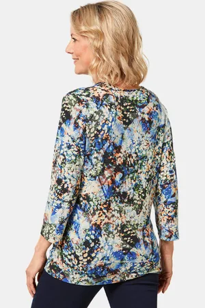 GOLDNER Gedessineerd shirt in krachtige kleuren - schwarz / royalblau / gedess. - Gr. 19 van