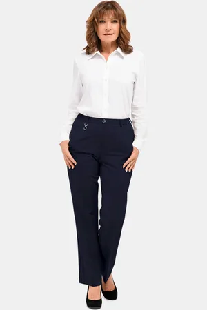 GOLDNER Trevira scheerwollen broek met elastische band - marine - Gr. 195 van