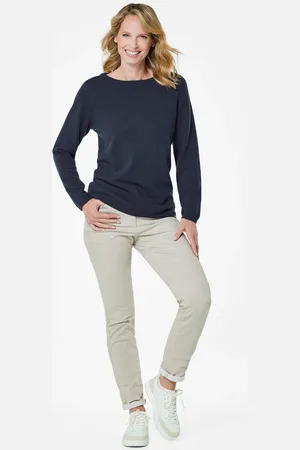 GOLDNER Pullover van kasjmier met boothals - marine - Gr. 19 van