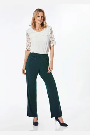 GOLDNER Comfortabele slinky broek met elastische tailleband - smaragd - Gr. 19 van