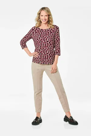GOLDNER Elegant gedessineerd shirt in viscosejersey - bessen / gedess. - Gr. 38 van