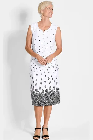 GOLDNER Jurk met print - / wit / gedess. - Gr. 19 van