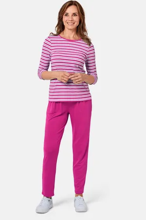 GOLDNER Gestreept shirt met boothals - bessen / wit / gestreept - Gr. 19 van
