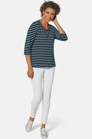 GOLDNER Meerkleurig gebreid, gestreept shirt - marine / wit / gestreept - Gr. 19 van