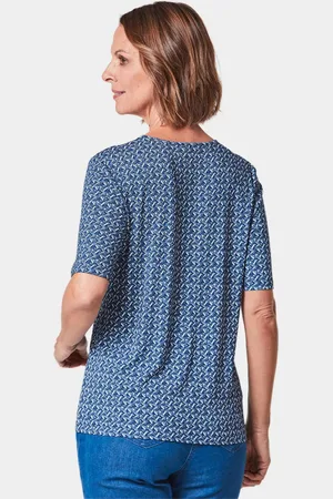 GOLDNER Twee shirts met hoogwaardige print - hellblau / weiß / gedess. - Gr. 48 van