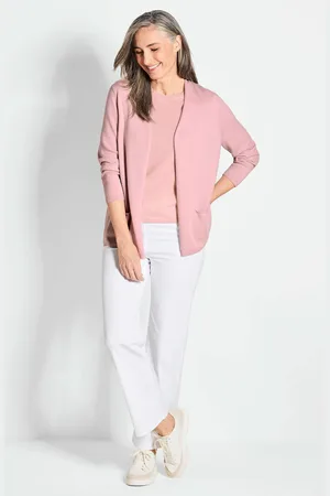 GOLDNER Lang tricot jasje van kasjmier - rosé - Gr. 19 van