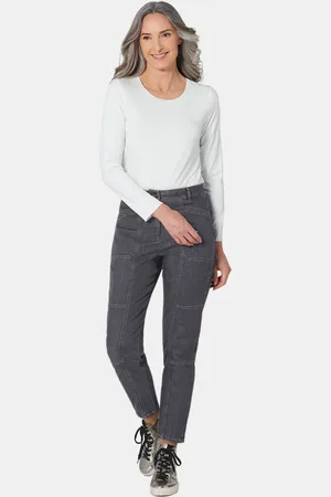 GOLDNER 7/8-jeans met gewassen effect - antraciet - Gr. 20 van