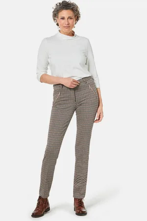 GOLDNER Broek van zachte stretch - braun / gedess. - Gr. 22 van