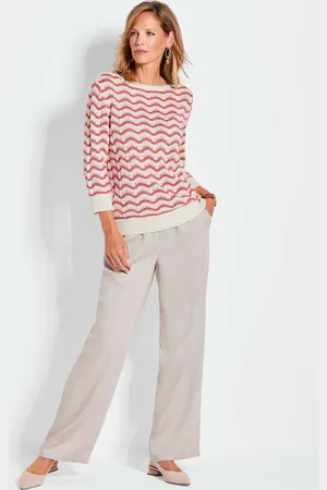 GOLDNER Tricot pullover met 3/4-mouwen - cremeweiß / koralle - Gr. 19 van