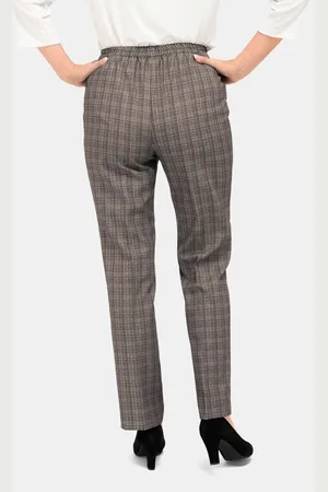 GOLDNER Geruite Re-fresh-broek met elastische tailleband - beige - Gr. 195 van