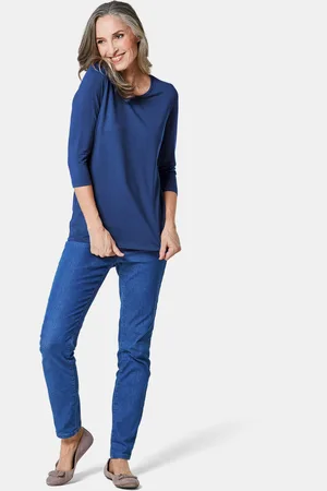 GOLDNER Veelzijdig te combineren shirt met 3/4-mouwen - koningsblauw - Gr. 19 van