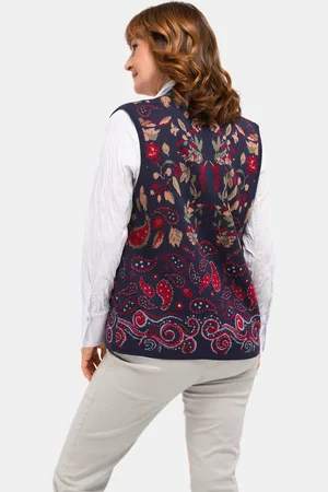GOLDNER Tricot vest met luxueus jacquardmotief - donkerblauw / gedess. - Gr. 23 van