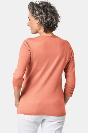 GOLDNER Verzorgde ajour pullover met vrouwelijke accenten - perzik - Gr. 23 van